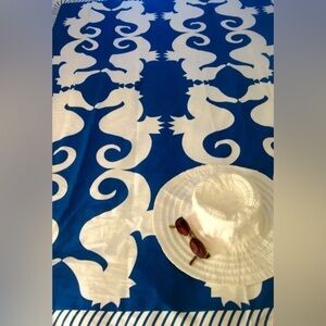 NWT Beach Road Beach Sheet Seahorses Maryland Blue Beach Blanket